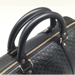 Gucci Microguccissima GG Black Leather Embossed Boston Bag
